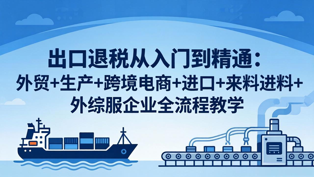 出口退税从入门到精通：外贸+生产+跨境电商+进口+来料进料+外综服企业全流程教学-海之城短剧项目