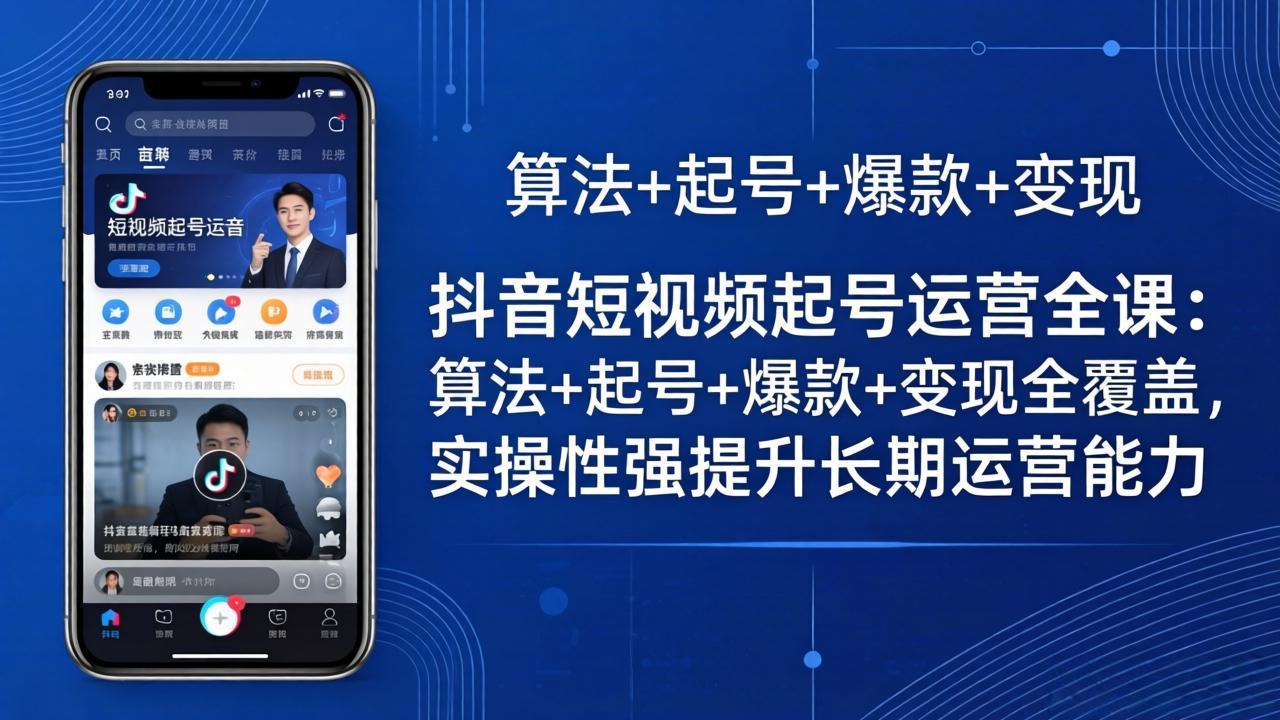 抖音短视频起号运营全课：算法+起号+爆款+变现全覆盖，实操性强提升长期运营能力-海之城短剧项目