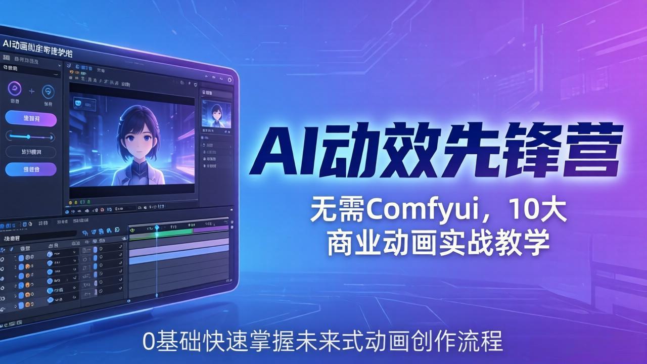 AI 动效先锋营：无需Comfyui，10大商业动画实战教学，0基础快速掌握未来式动画创作流程-海之城短剧项目
