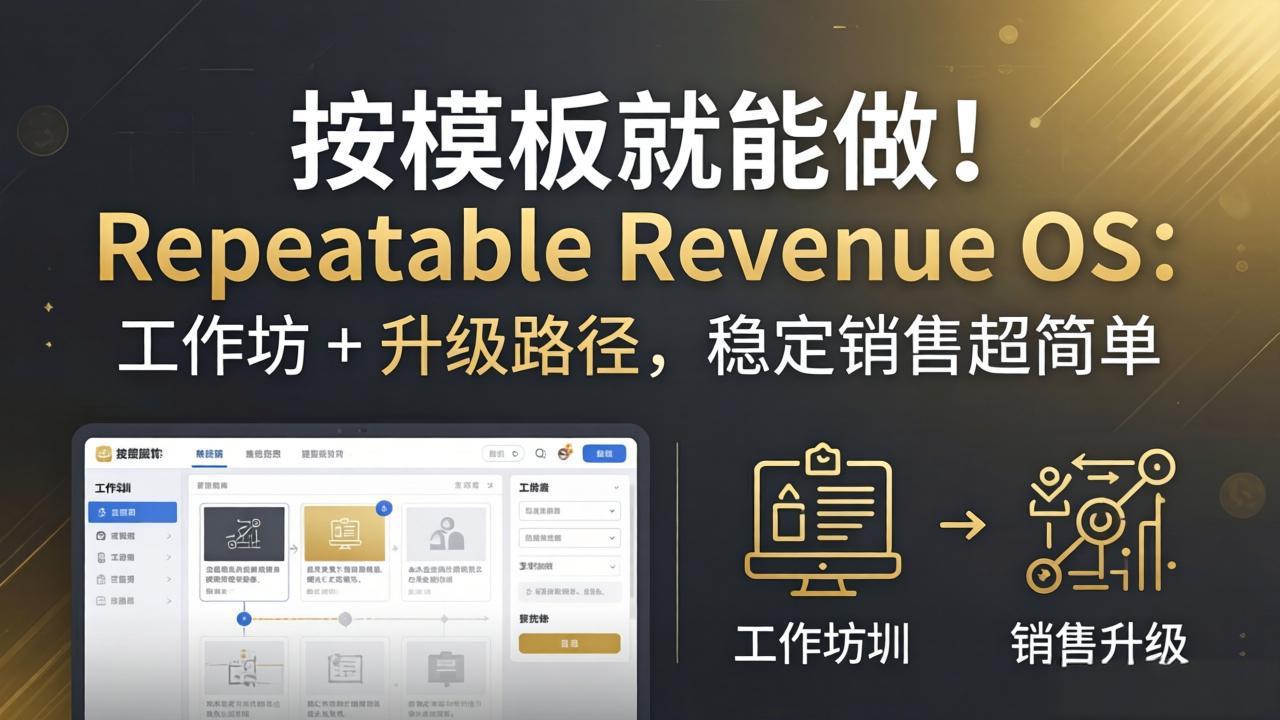 按模板就能做！Repeatable Revenue OS：工作坊 + 升级路径，稳定销售超简单-海之城短剧项目