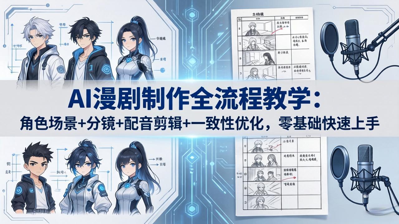 AI漫剧制作全流程教学：角色场景+分镜+配音剪辑+一致性优化，零基础快速上手-海之城短剧项目