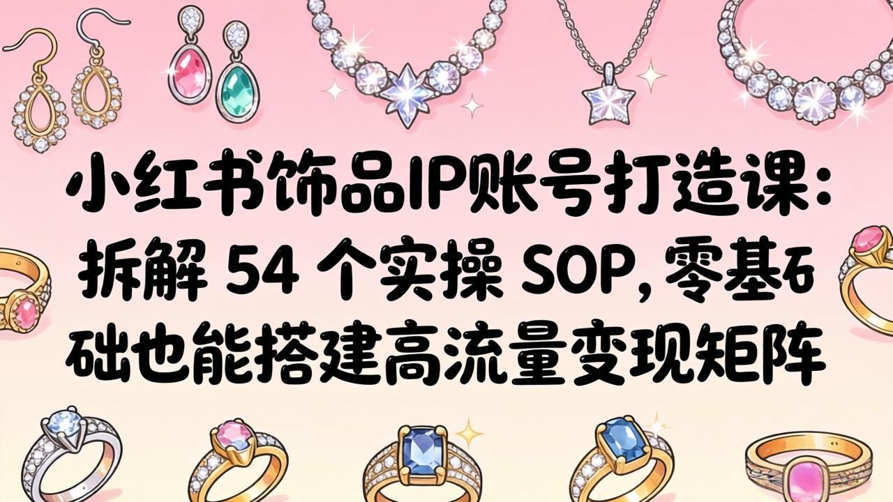 小红书饰品IP账号打造课：拆解 54 个实操 SOP，零基础也能搭建高流量变现矩阵-海之城短剧项目