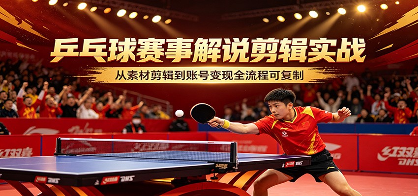 乒乓球赛事解说剪辑实战，从素材剪辑到账号变现全流程可复制-海之城短剧项目