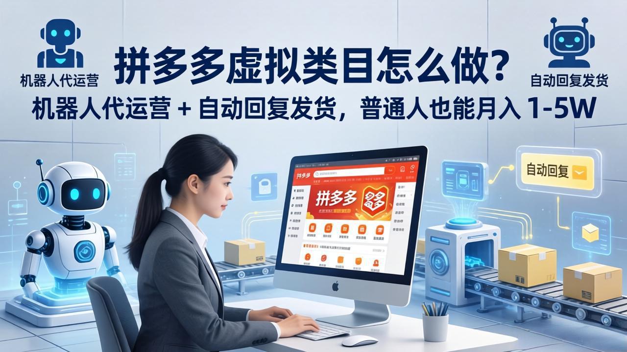 拼多多虚拟类目怎么做？机器人代运营 + 自动回复发货，普通人也能月入 1-5W-海之城短剧项目