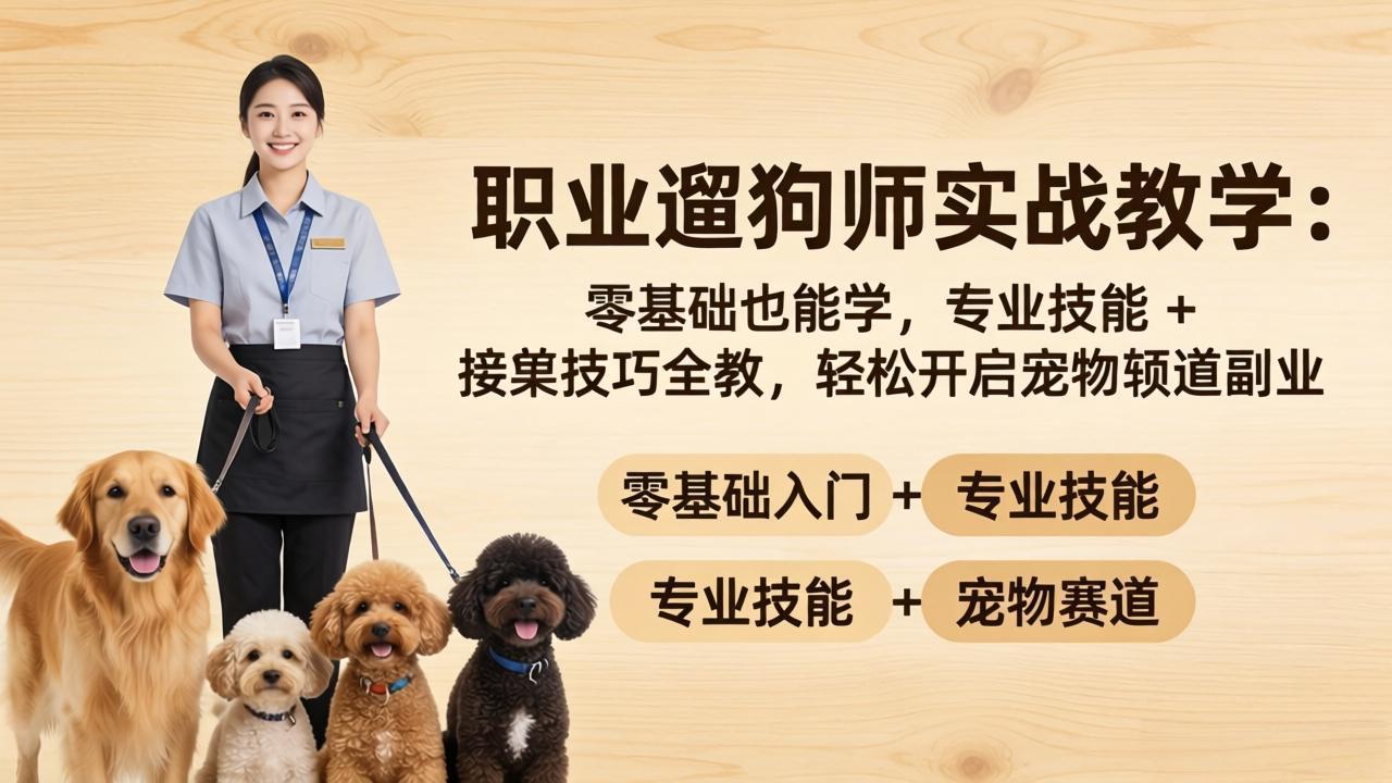 职业遛狗师实战教学：零基础也能学，专业技能 + 接单技巧全教，轻松开启宠物赛道副业-海之城短剧项目