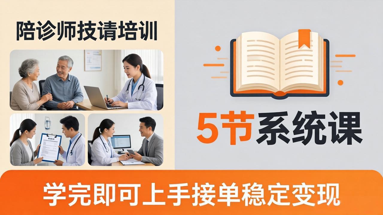 想做陪诊师不知从何下手？5节系统课教你掌握核心技能，学完即可上手接单稳定变现-海之城短剧项目