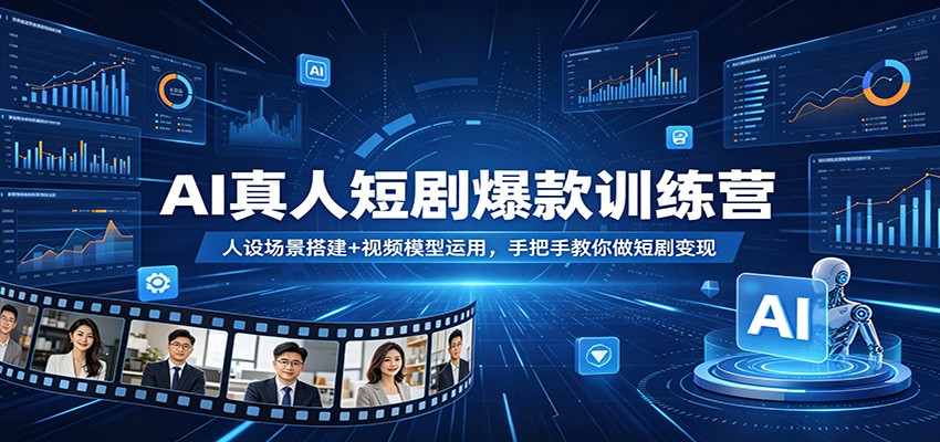 AI真人短剧爆款训练营：人设场景搭建+视频模型运用，手把手教你做短剧变现-海之城短剧项目