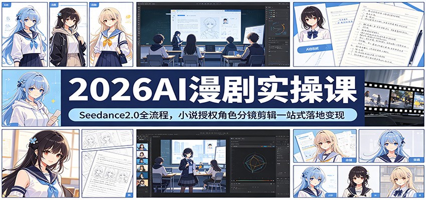2026AI漫剧实操课：Seedance2.0全流程，小说授权角色分镜剪辑一站式落地变现-海之城短剧项目