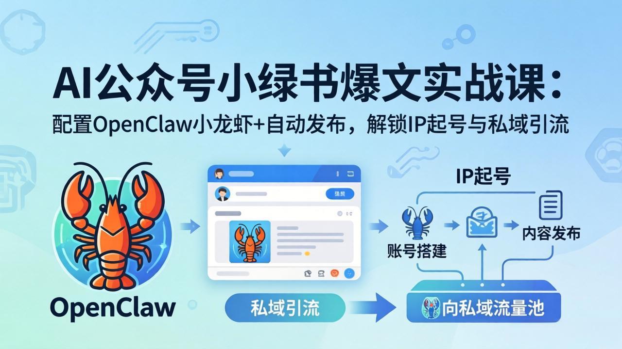 AI公众号小绿书变现实战课：小绿书爆文写作+OpenClaw自动发布，解锁IP起号与私域引流-海之城短剧项目