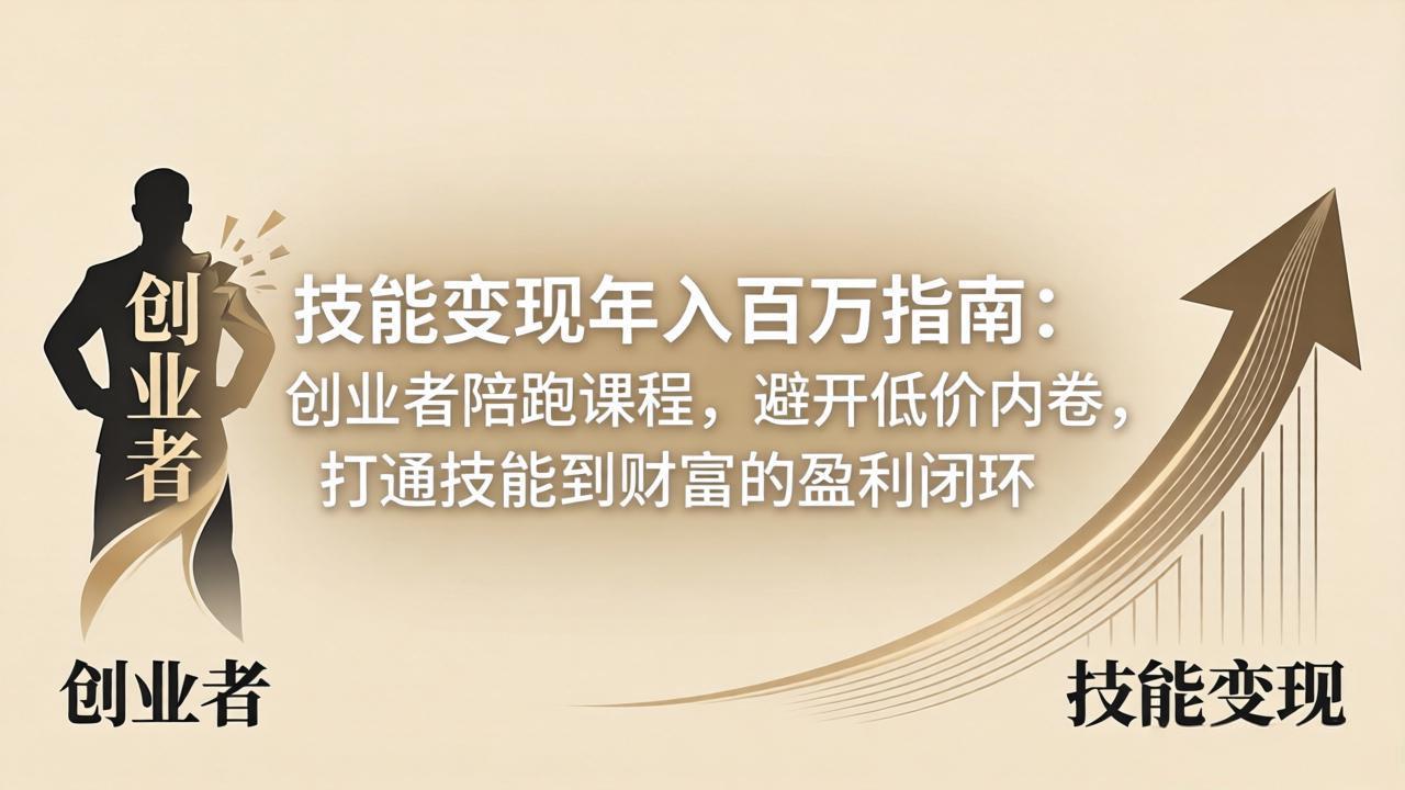技能变现年入百万指南：创业者陪跑课程，避开低价内卷，打通技能到财富的盈利闭环-海之城短剧项目