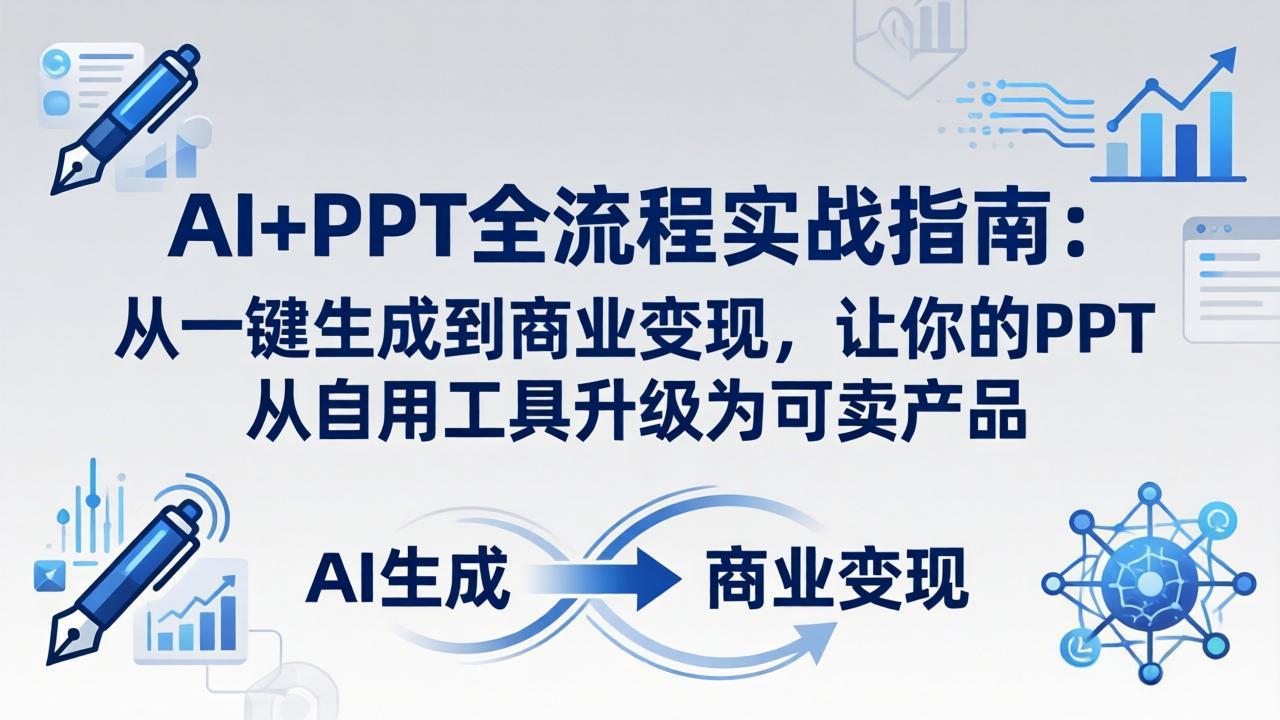 AI+PPT全流程实战指南-更新4月21：从一键生成到商业变现，让你的PPT从自用工具升级为可卖产品-海之城短剧项目