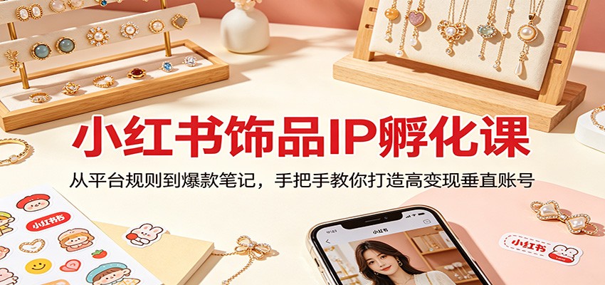 小红书饰品IP孵化课：从平台规则到爆款笔记，手把手教你打造高变现垂直账号-海之城短剧项目
