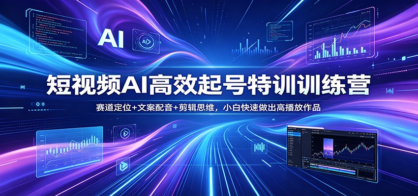 短视频AI高效起号特训训练营：赛道定位+文案配音+剪辑思维，小白快速做出高播放作品-海之城短剧项目