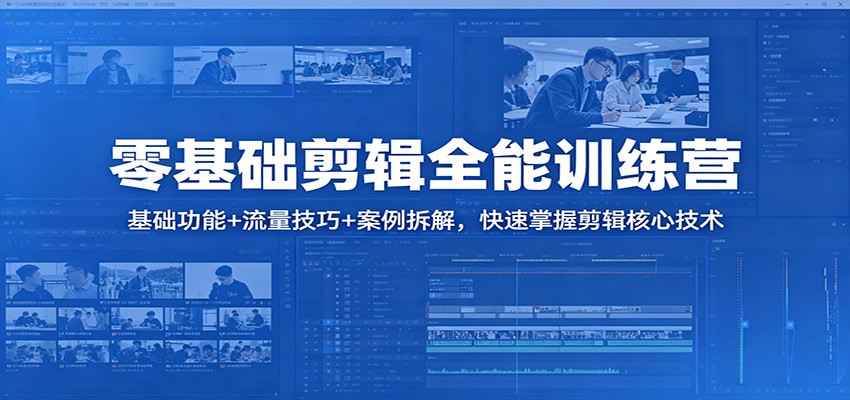 零基础剪辑全能训练营：基础功能+流量技巧+案例拆解，快速掌握剪辑核心技术-海之城短剧项目