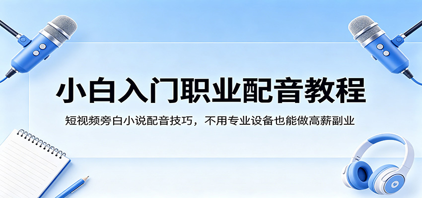 小白入门职业配音教程，短视频旁白小说配音技巧，不用专业设备也能做高薪副业-海之城短剧项目