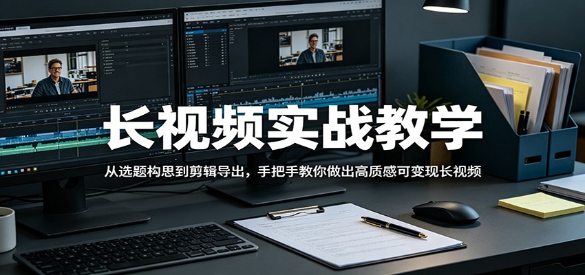 长视频实战教学，从选题构思到剪辑导出，手把手教你做出高质感可变现长视频-海之城短剧项目