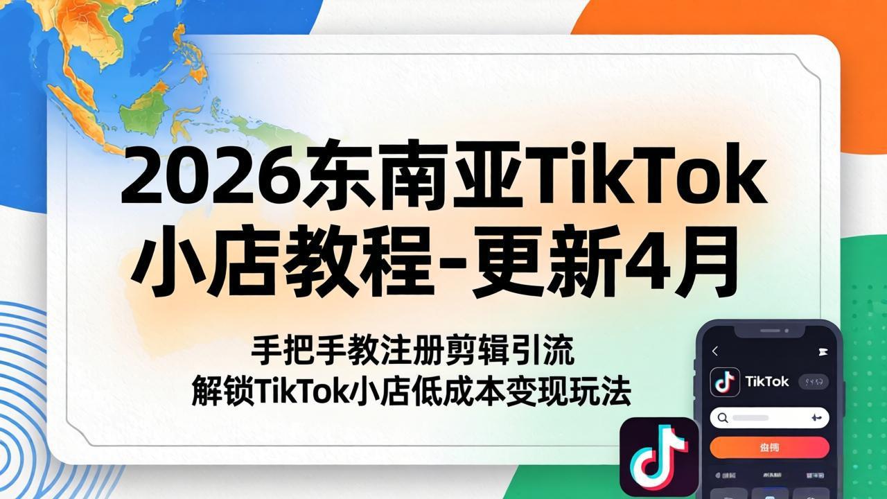 2026东南亚TikTok小店教程-更新4月，手把手教注册剪辑引流，解锁TikTok小店低成本变现玩法-海之城短剧项目