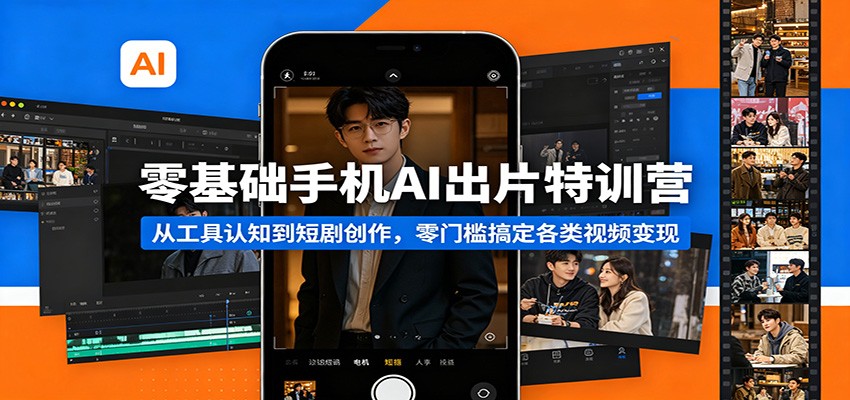 零基础手机AI出片特训营：从工具认知到短剧创作，零门槛搞定各类视频变现-海之城短剧项目