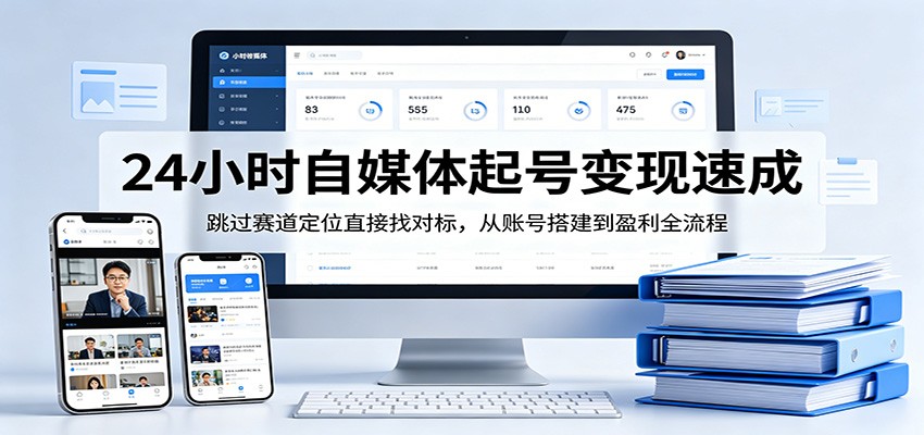 24小时自媒体起号变现速成，跳过赛道定位直接找对标，从账号搭建到盈利全流程-海之城短剧项目