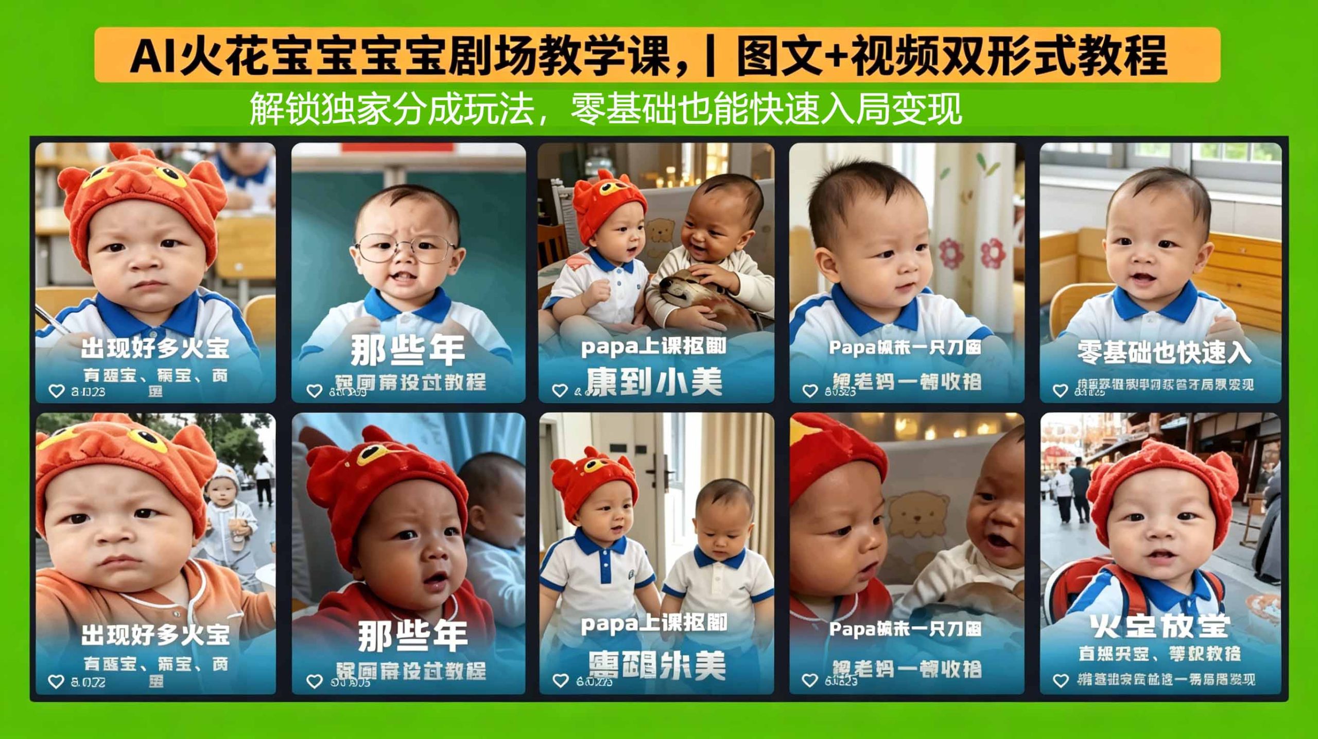 AI火花宝宝宝宝剧场教学课，图文+视频双形式教程，解锁独家分成玩法，零基础也能快速入局变现-海之城短剧项目