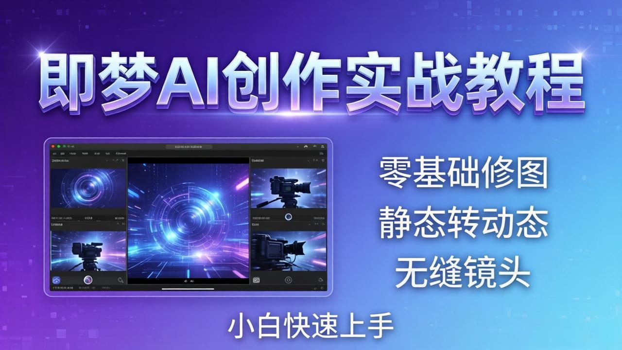 即梦AI创作实战教程，从零基础修图到AI导演，实战教学静态转动态+无缝镜头，小白快速上手-海之城短剧项目