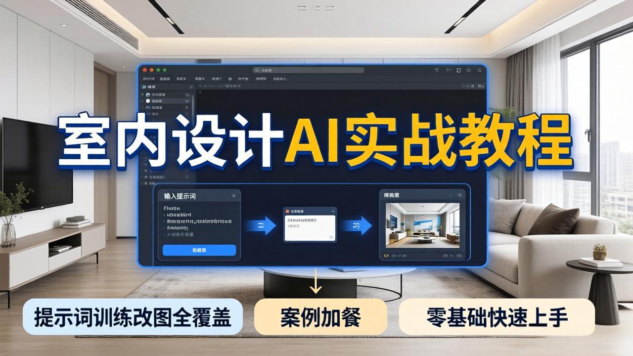2026室内设计AI实战教程，提示词训练改图全覆盖，搭配案例加餐，零基础也能快速上手-海之城短剧项目