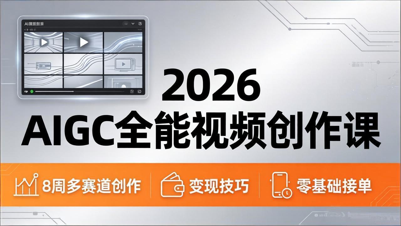 2026AIGC全能视频创作课，8周吃透多赛道创作+变现，零基础也能高效出片接单-海之城短剧项目