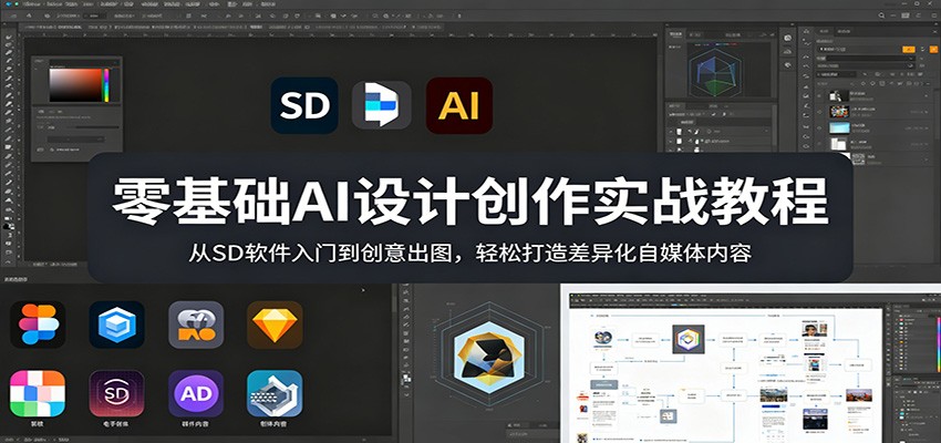 零基础AI设计创作实战教程：从SD软件入门到创意出图，轻松打造差异化自媒体内容-海之城短剧项目