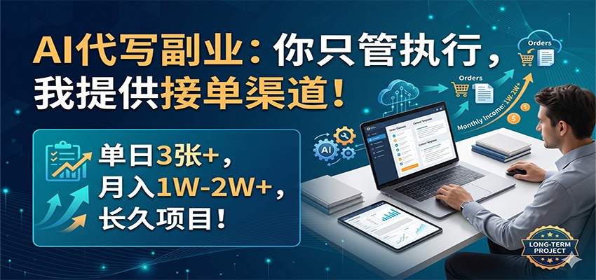 AI代写副业：你只管执行，我提供接单渠道！单日3张+，月入1W-2W+，长久项目-海之城短剧项目
