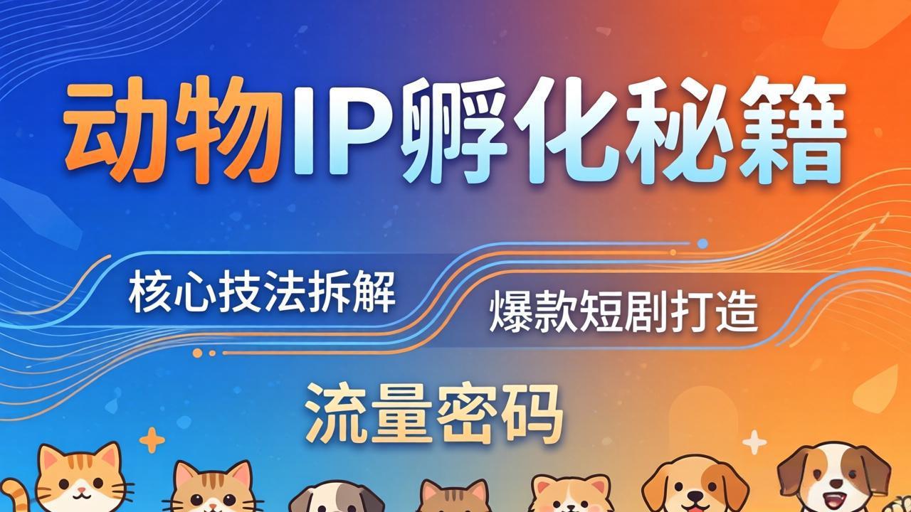动物IP孵化全套秘籍，三大核心技法拆解，打造爆款萌宠短剧，轻松拿捏赛道流量密码-海之城短剧项目