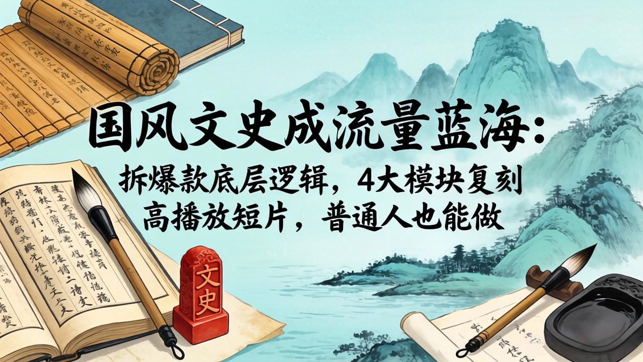 国风文史成流量蓝海：拆爆款底层逻辑，4大模块复刻高播放短片，普通人也能做-海之城短剧项目
