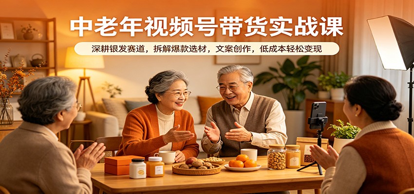 中老年视频号带货实战课：深耕银发赛道，拆解爆款选材，文案创作，低成本轻松变现-海之城短剧项目
