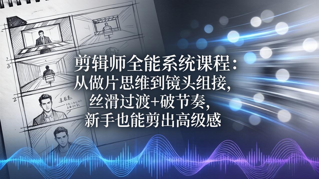 剪辑师全能系统课程：从做片思维到镜头组接，丝滑过渡+破节奏，新手也能剪出高级感-海之城短剧项目