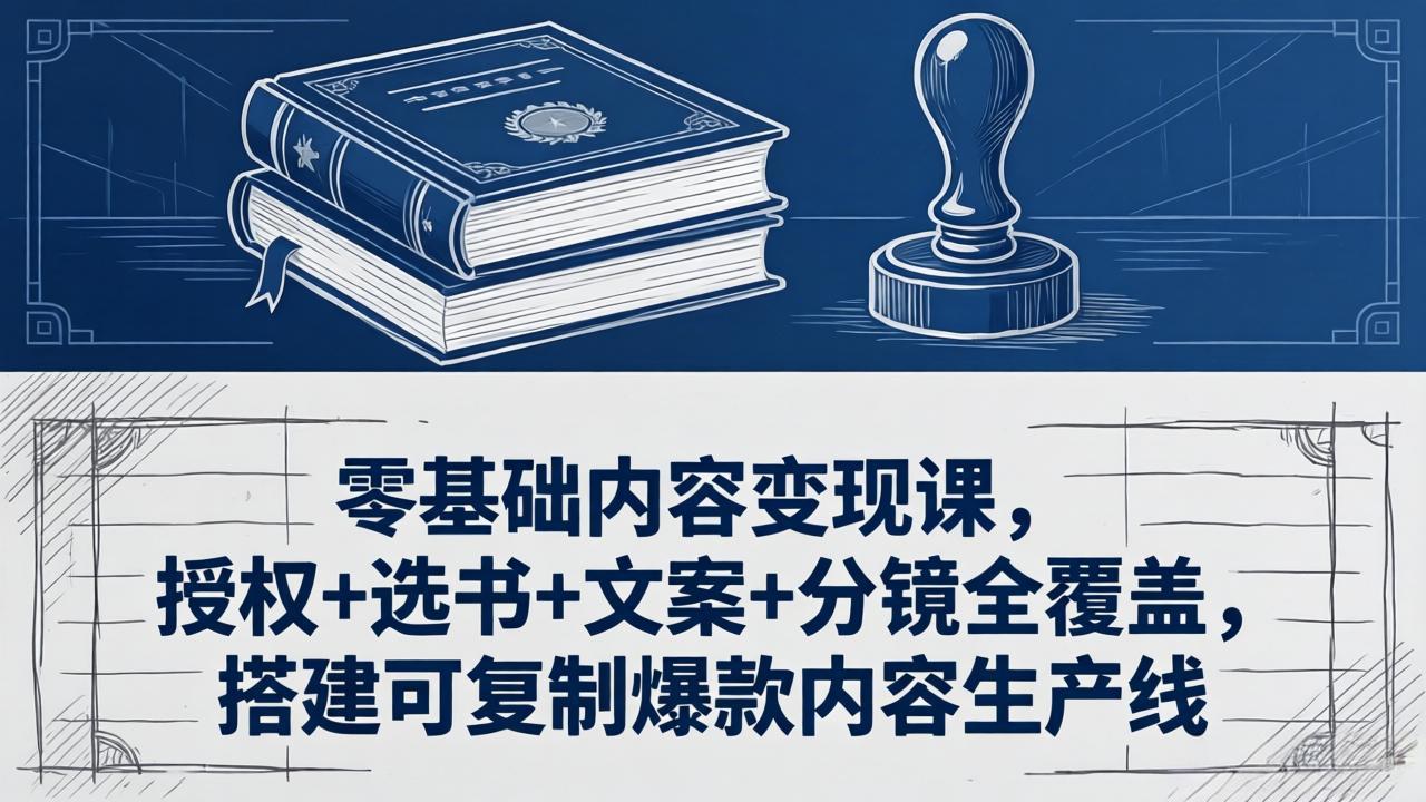 零基础内容变现课，授权+选书+文案+分镜全覆盖，搭建可复制爆款内容生产线-海之城短剧项目