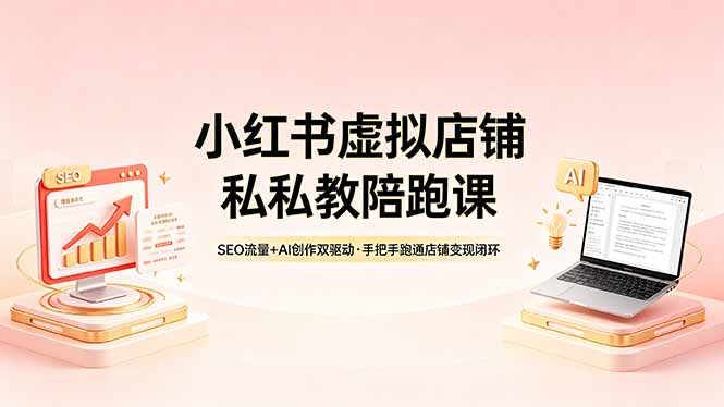 小红书虚拟店铺私教陪跑课，SEO流量+AI创作双驱动，手把手跑通店铺变现闭环-海之城短剧项目