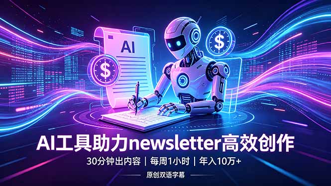 做newsletter怕费时间？AI工具帮你30分钟出内容，每周1小时，年入10万+【原创双语字幕】-海之城短剧项目