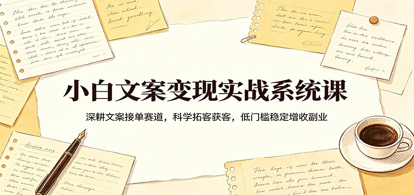 小白文案变现实战系统课：深耕文案接单赛道，科学拓客获客，低门槛稳定增收副业-海之城短剧项目