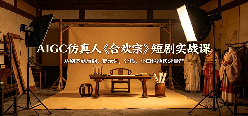 AIGC仿真人《合欢宗》短剧实战课：从剧本到后期，提示词，分镜，小白也能快速量产-海之城短剧项目