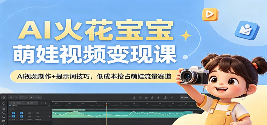AI火花宝宝萌娃视频变现课：AI视频制作+提示词技巧，低成本抢占萌娃流量赛道-海之城短剧项目