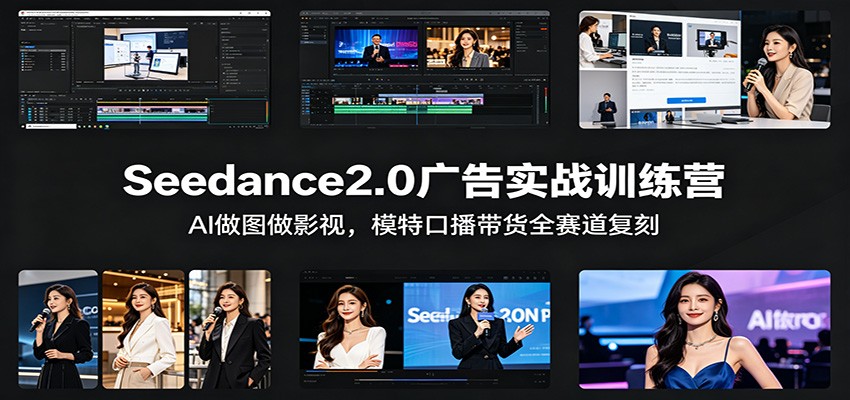 Seedance2.0广告实战训练营：AI做图做影视，模特口播带货全赛道复刻-海之城短剧项目