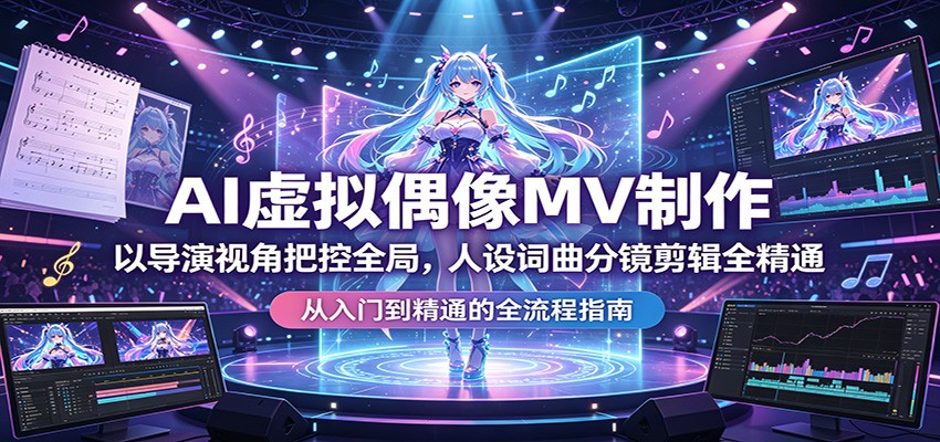 AI虚拟偶像MV制作：以导演视角把控全局，人设词曲分镜剪辑全精通-海之城短剧项目