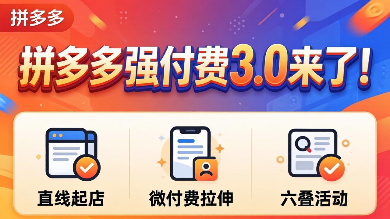 拼多多强付费3.0来了（更新4月）直线起店+微付费拉伸+六叠活动，稳定起店破解流量瓶颈-海之城短剧项目