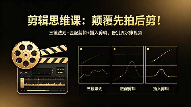 剪辑思维课：颠覆先拍后剪！三镜法则+匹配剪辑+插入剪辑，告别流水账视频-海之城短剧项目