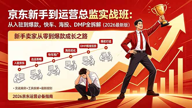 京东新手到运营总监实战班：从入驻到爆款，快车、海投、DMP全拆解，2026最新版-海之城短剧项目