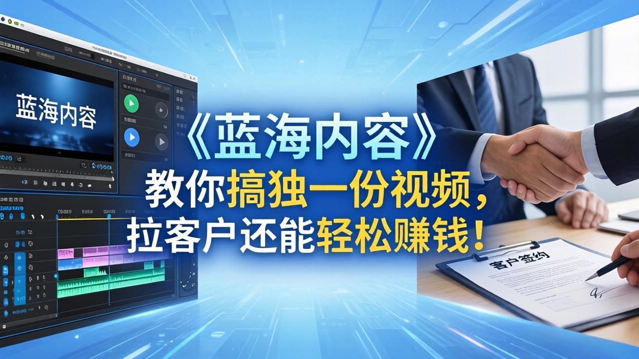 做视频卷不动了？《蓝海内容》教你搞独一份视频，拉客户还能轻松赚钱！-海之城短剧项目