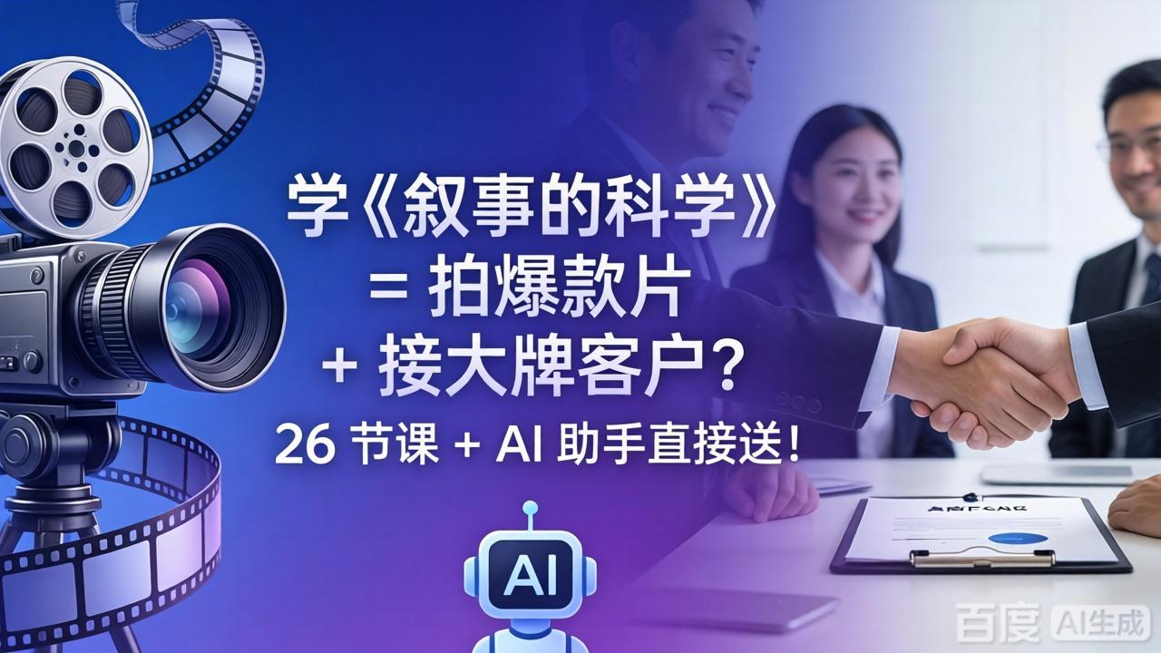 学《叙事的科学》= 拍爆款片 + 接大牌客户？26 节课 + AI 助手直接送！-海之城短剧项目