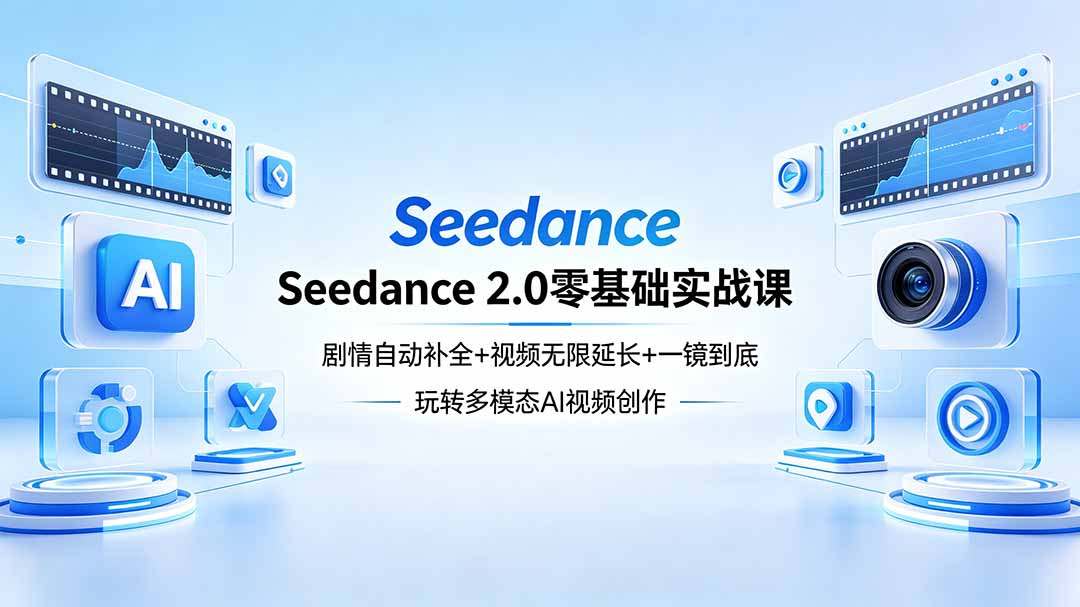 Seedance 2.0零基础实战课：剧情自动补全+视频无限延长+一镜到底：玩转多模态AI视频创作-海之城短剧项目