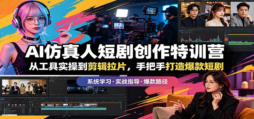 AI仿真人短剧创作特训营：从工具实操到剪辑拉片，手把手打造爆款短剧-海之城短剧项目