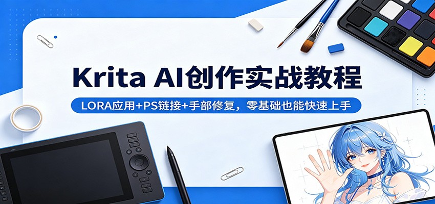 Krita AI创作实战教程：LORA应用+PS链接+手部修复，零基础也能快速上手-海之城短剧项目