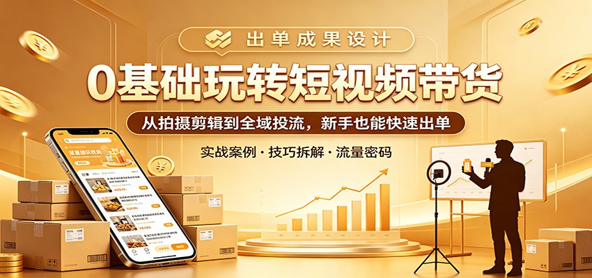 0基础玩转短视频带货：从拍摄剪辑到全域投流，新手也能快速出单-海之城短剧项目